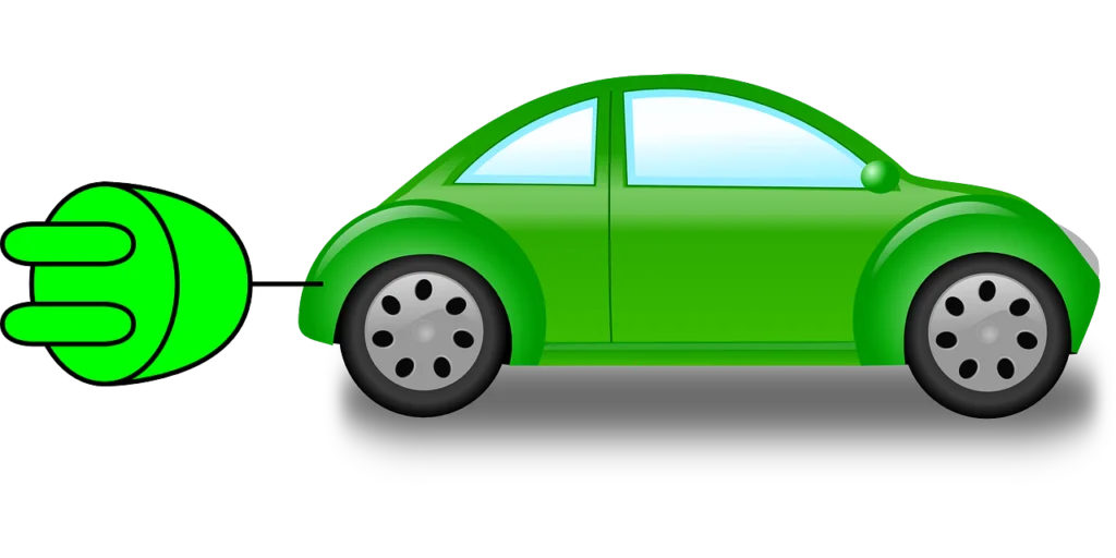 A representation of an electric car using green energy