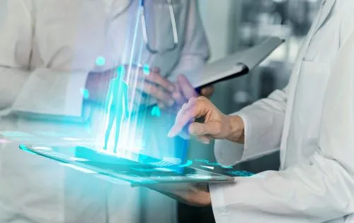 Digital twin in healthcare (Image source: Image by <a href="https://www.freepik.com/free-photo/close-up-people-wearing-lab-coats_19265127.htm#query=digital%20twin%20in%20medical&position=6&from_view=search&track=ais">Freepik</a>)