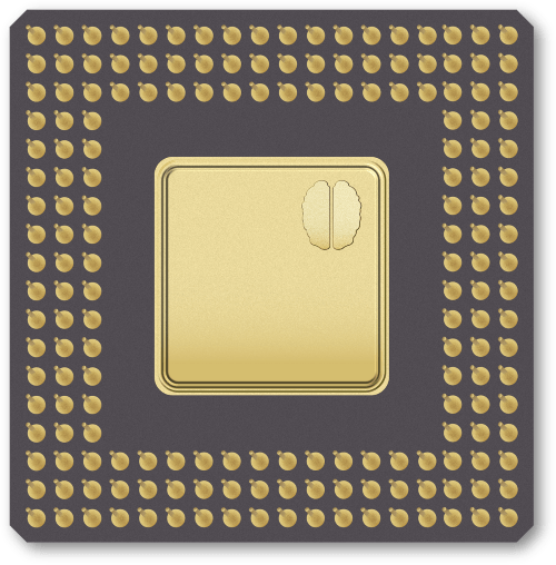 An example of a CPU chip